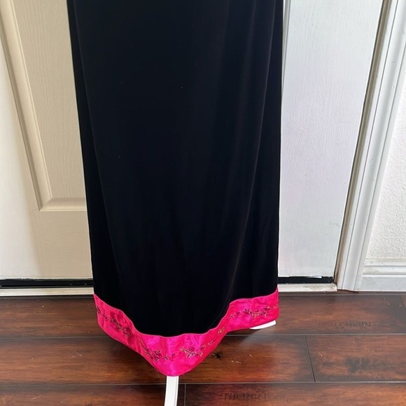 Vintage Papell Boutique Velvet Strapless Gown 8 Embroidery 90's Y2K Whimsigoth - Picture 4 of 14